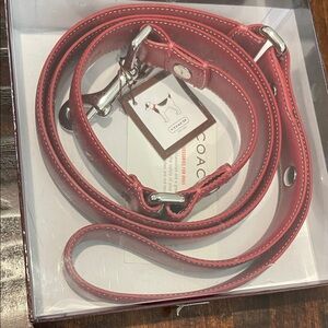Coach Red Leather Dog Leash